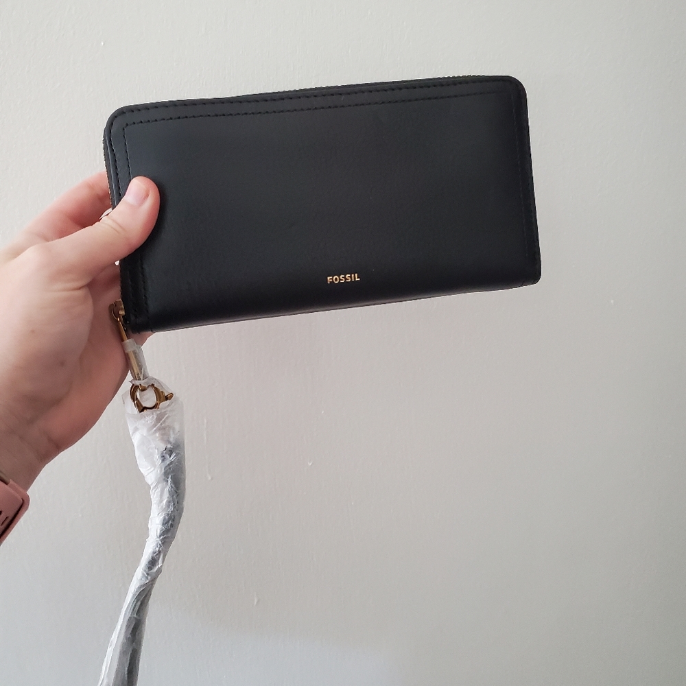 Fossil Black Eco Leather Large Wallet/Wristlet